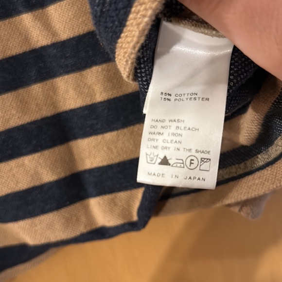 Journal Standard Luxe Striped Cropped Top Cotton Tan Navy Blue Size M-L - Picture 7 of 10